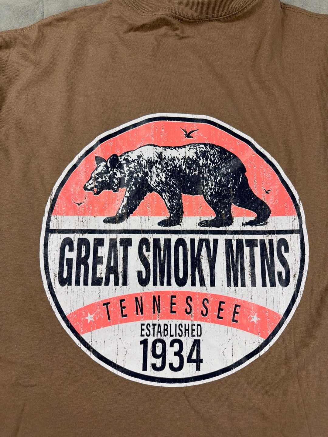 Gildan Brown Great Smoky Mountains Tennessee Black Bear Graphic T-Shirt 6