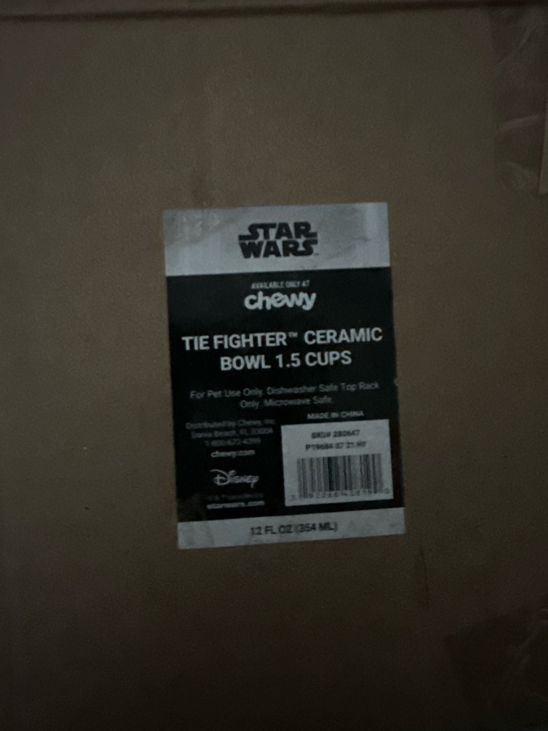 Star Wars TIE Fighter Ceramic Pet Bowl 1.5 Cups 5