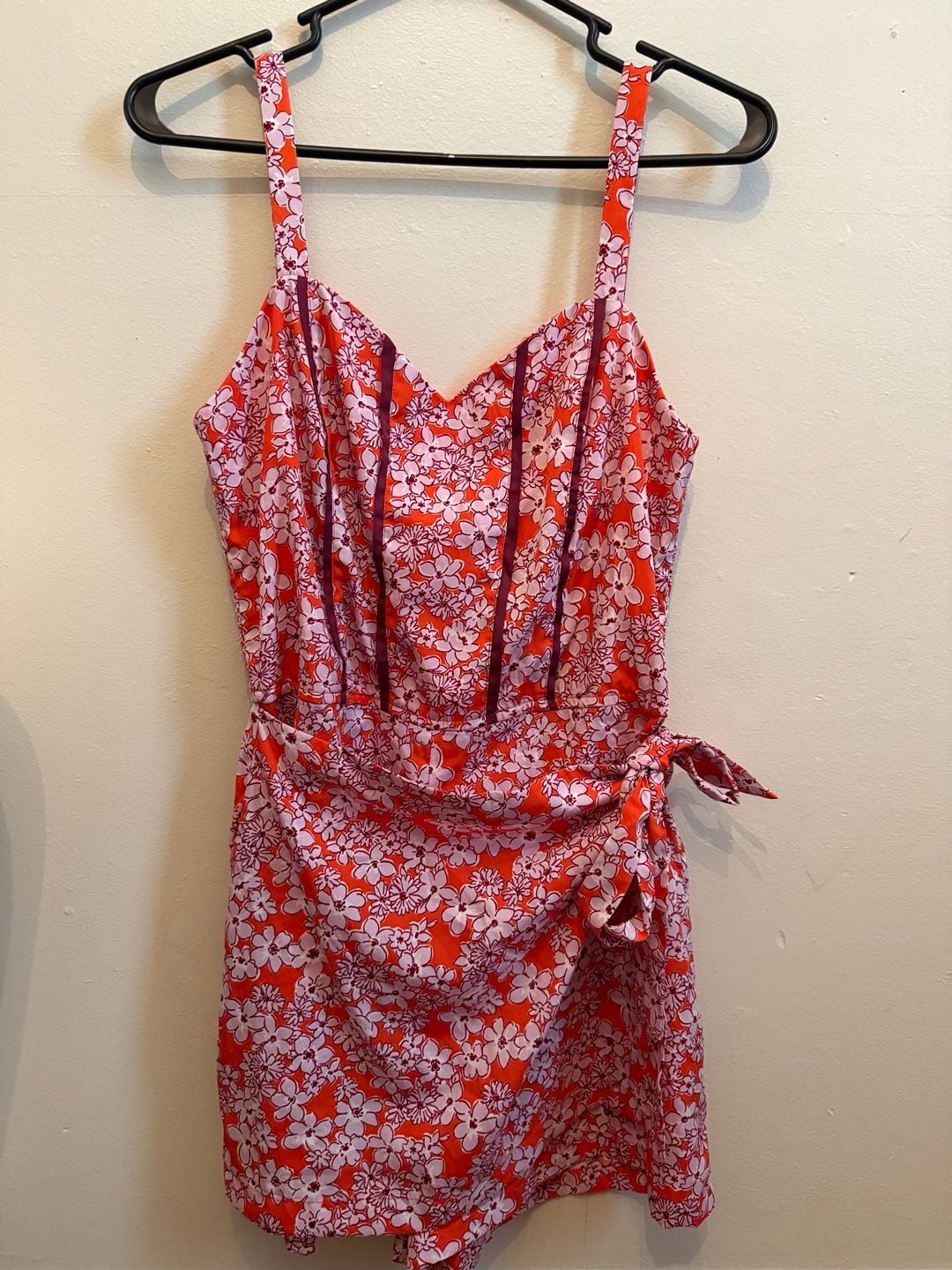 Land of the Free Floral Romper with Faux Wrap Skirt Overlay 2