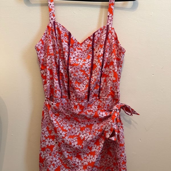 Land of the Free Floral Romper with Faux Wrap Skirt Overlay