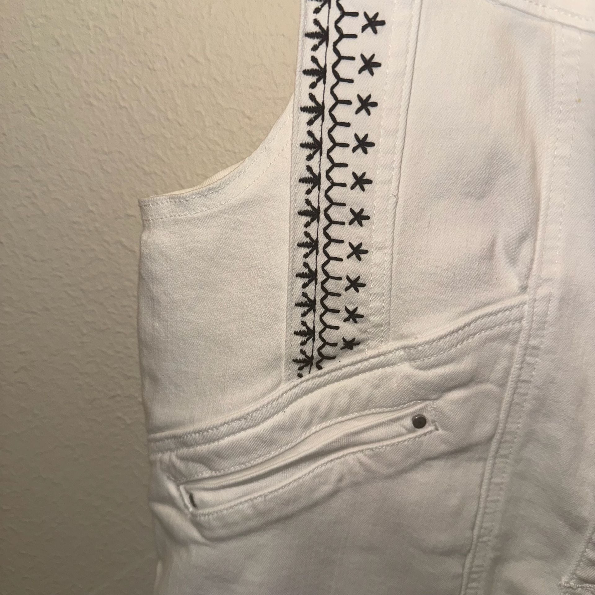 Esqualo Off-White Embroidered Denim Vest, Coastal Cowgirl, Boho Festival Ready 3