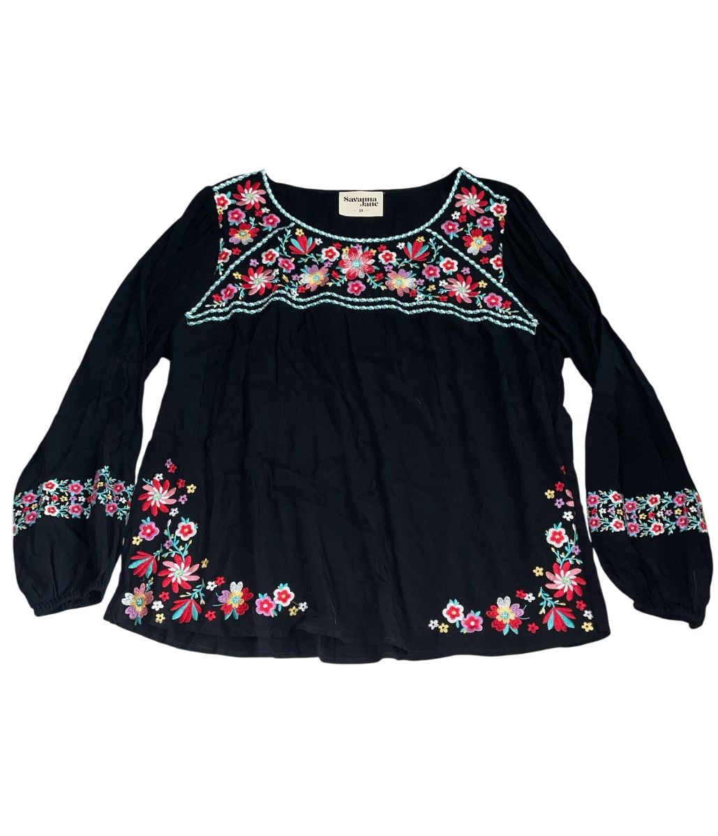 Savanna Jane Embroidered Floral Boho Long Sleeve Blouse 2