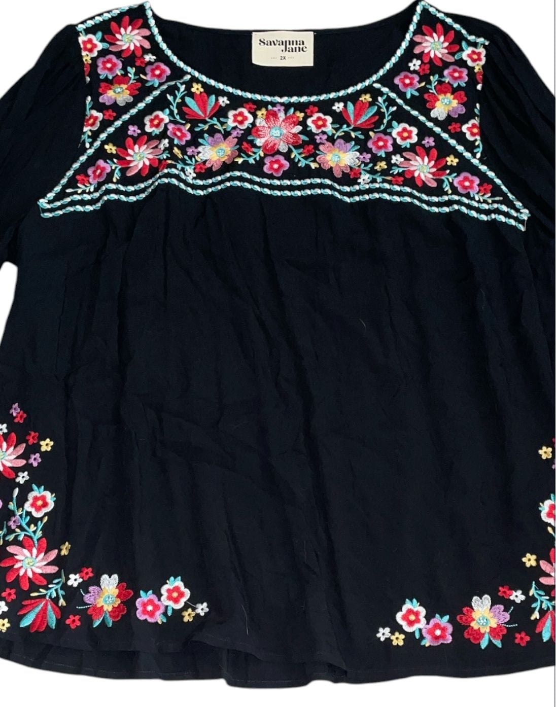 Savanna Jane Embroidered Floral Boho Long Sleeve Blouse 3