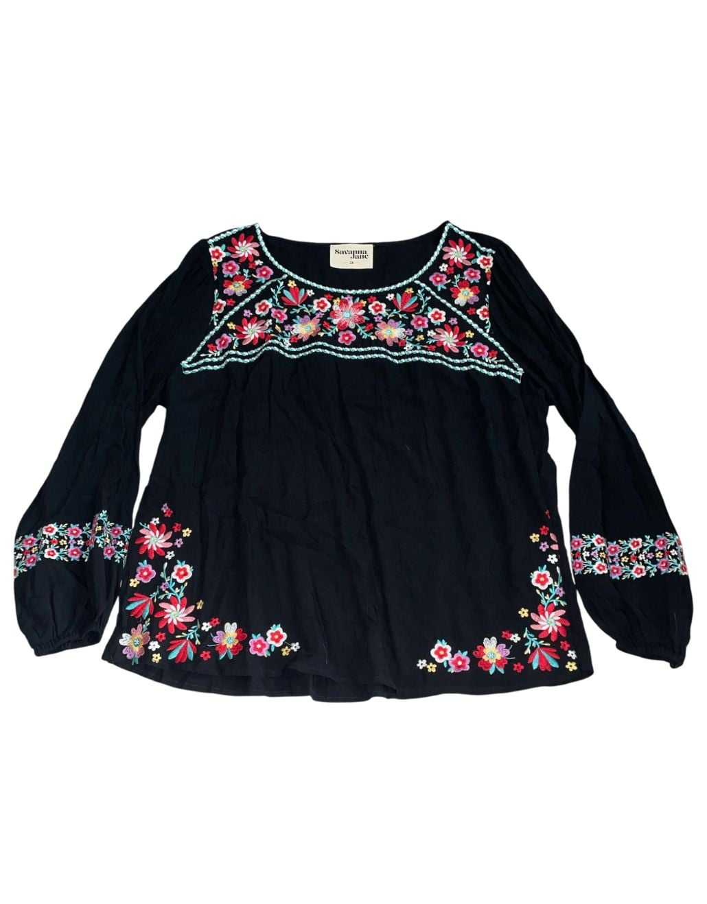 Savanna Jane Embroidered Floral Boho Long Sleeve Blouse 4