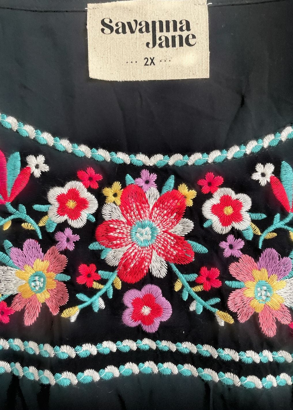 Savanna Jane Embroidered Floral Boho Long Sleeve Blouse 5