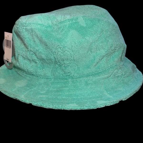 New! Disney Parks Teal Green Monogram Mickey Mouse Terry Cloth Bucket Hat O/S