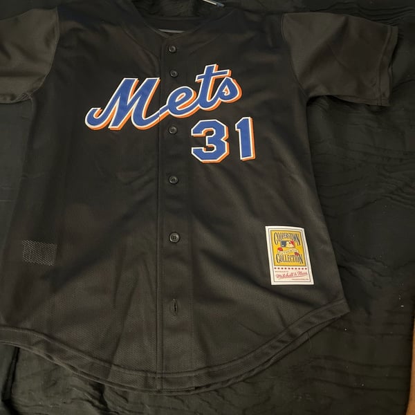 Mitchell & Ness New York Mets Mike Piazza #31 Black Cooperstown Collection Authentic Mesh Jersey