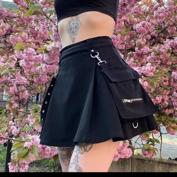 Killstar Drusilla Pleated Mini Skirt with Cargo Pockets
