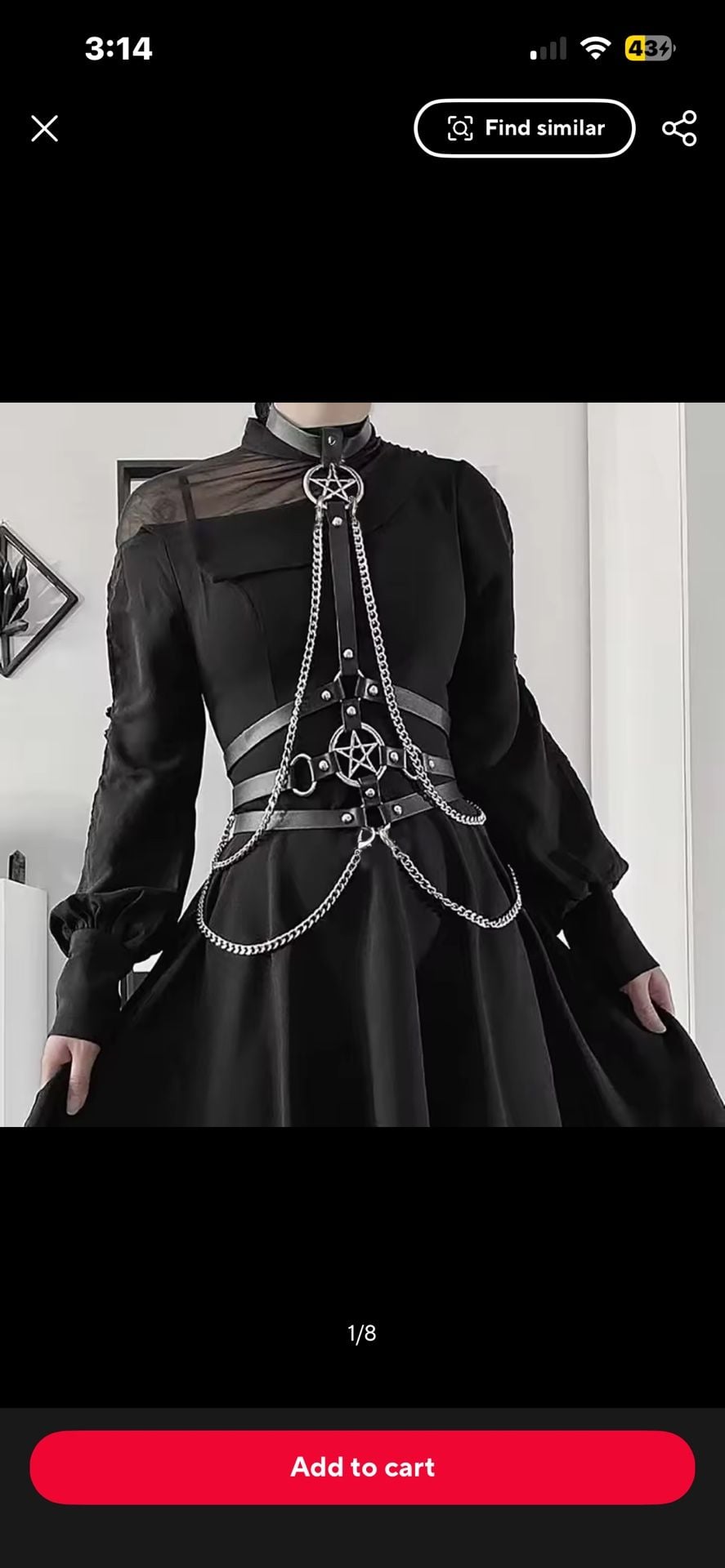 Killstar Pentagram Chain Faux Leather Body Harness 1