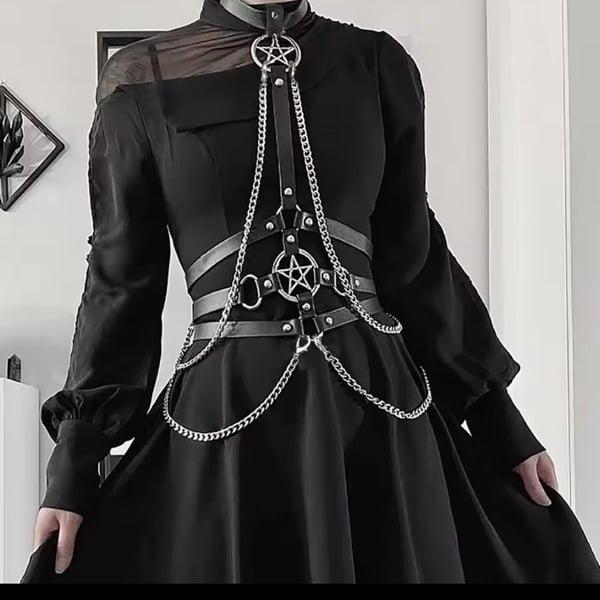 Killstar Pentagram Chain Faux Leather Body Harness