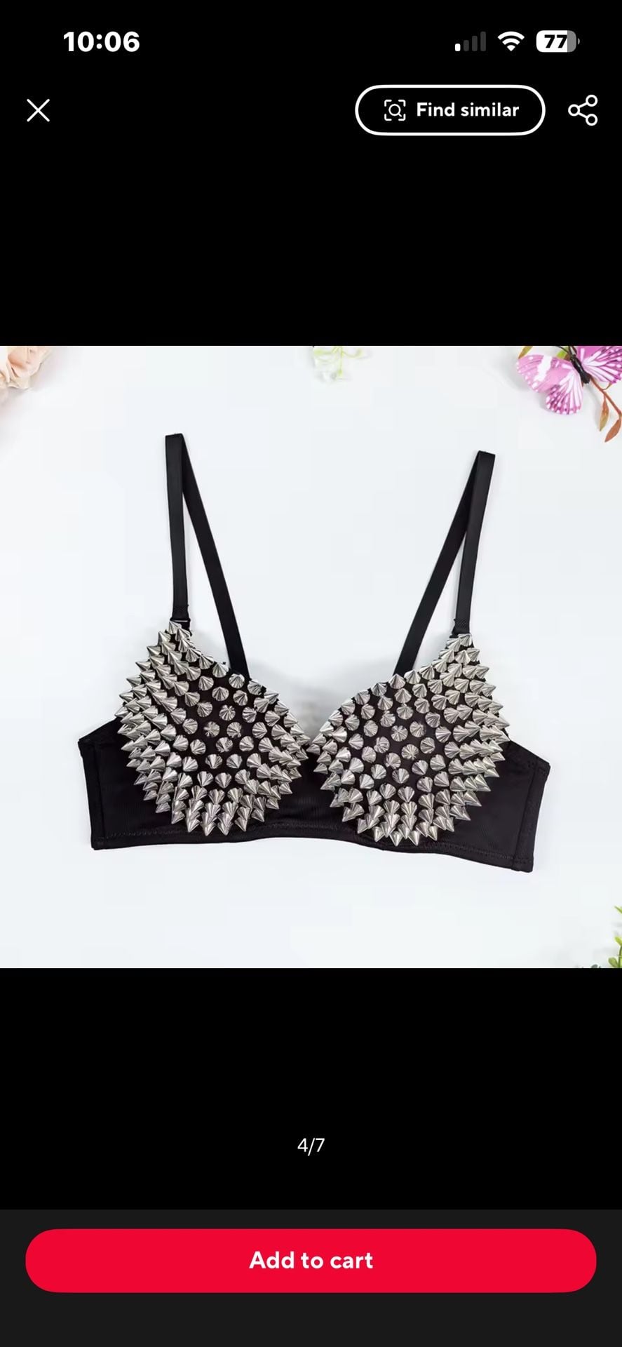SHEIN ROMWE Punk Rock Silver Spiked Studded Bra Top 2