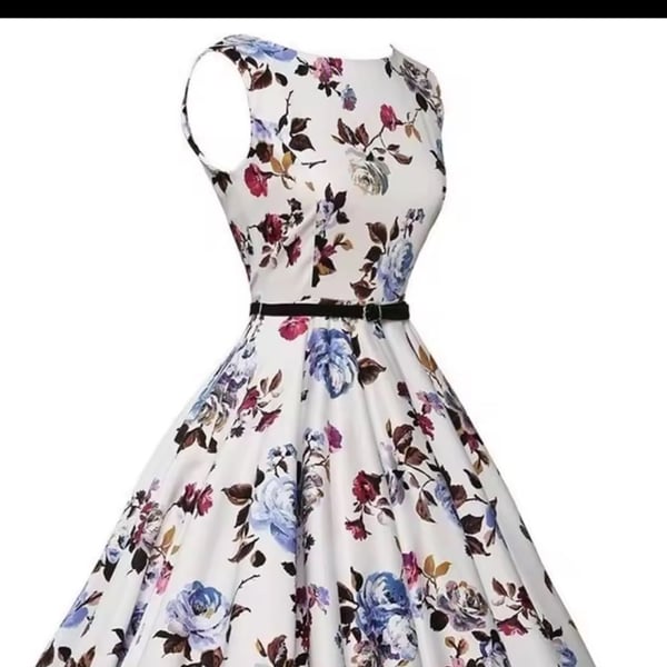 GownTown Women's 1950s Vintage Floral Rockabilly Party Dress with Belt