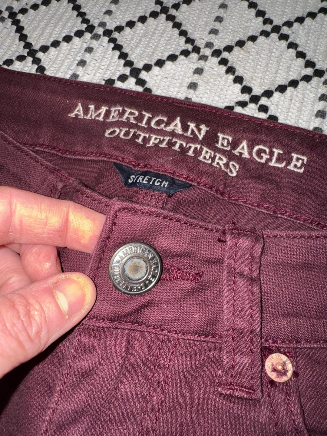 American Eagle Outfitters Shortie Maroon Distressed Denim Shorts 5