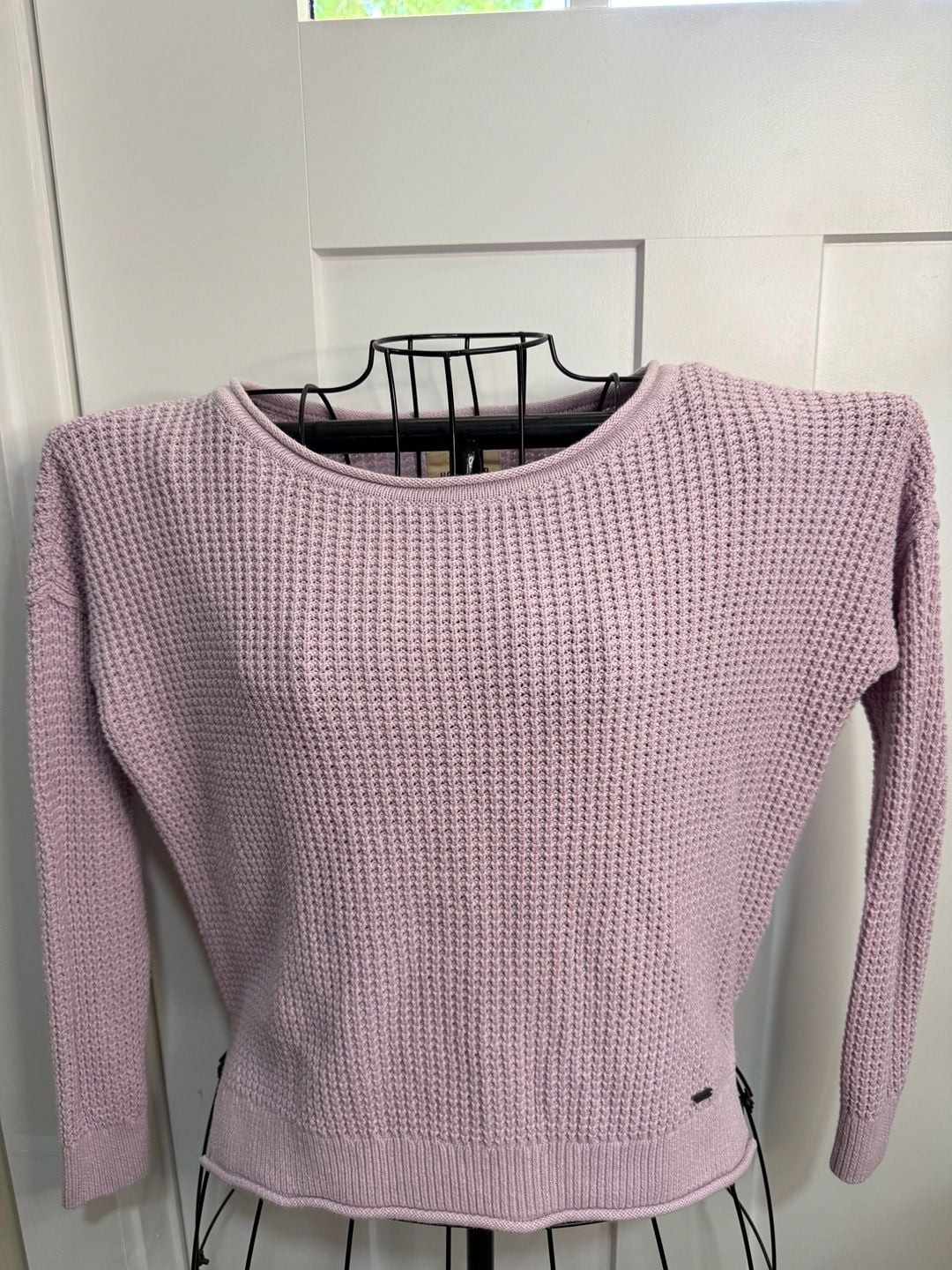 Hollister Shaker Stitch Boatneck Sweater in Lilac 2