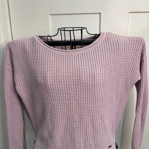 Hollister Shaker Stitch Boatneck Sweater in Lilac