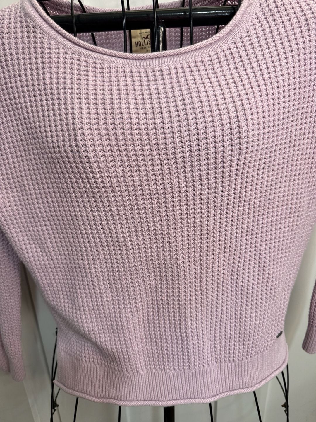 Hollister Shaker Stitch Boatneck Sweater in Lilac 7