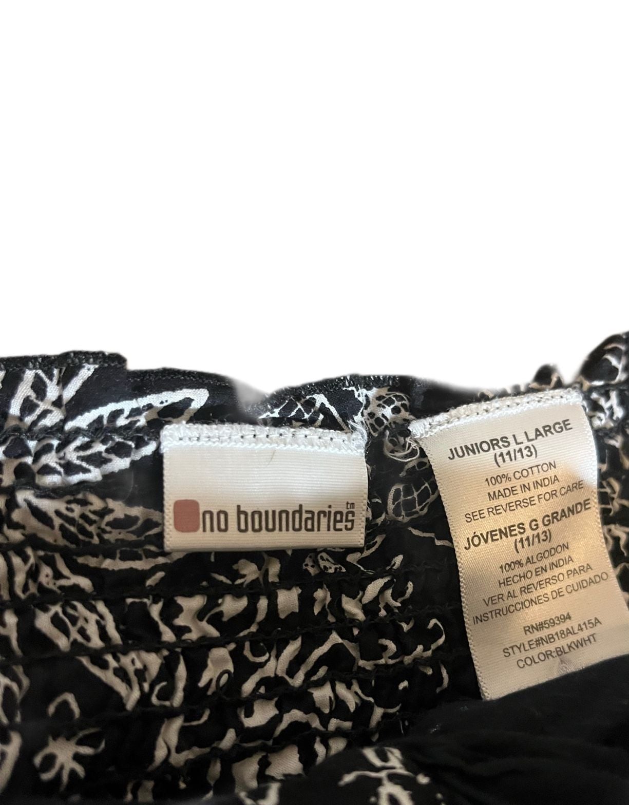 No Boundaries Juniors Cotton Black and White Lace Print Spaghetti Strap Sundress 4