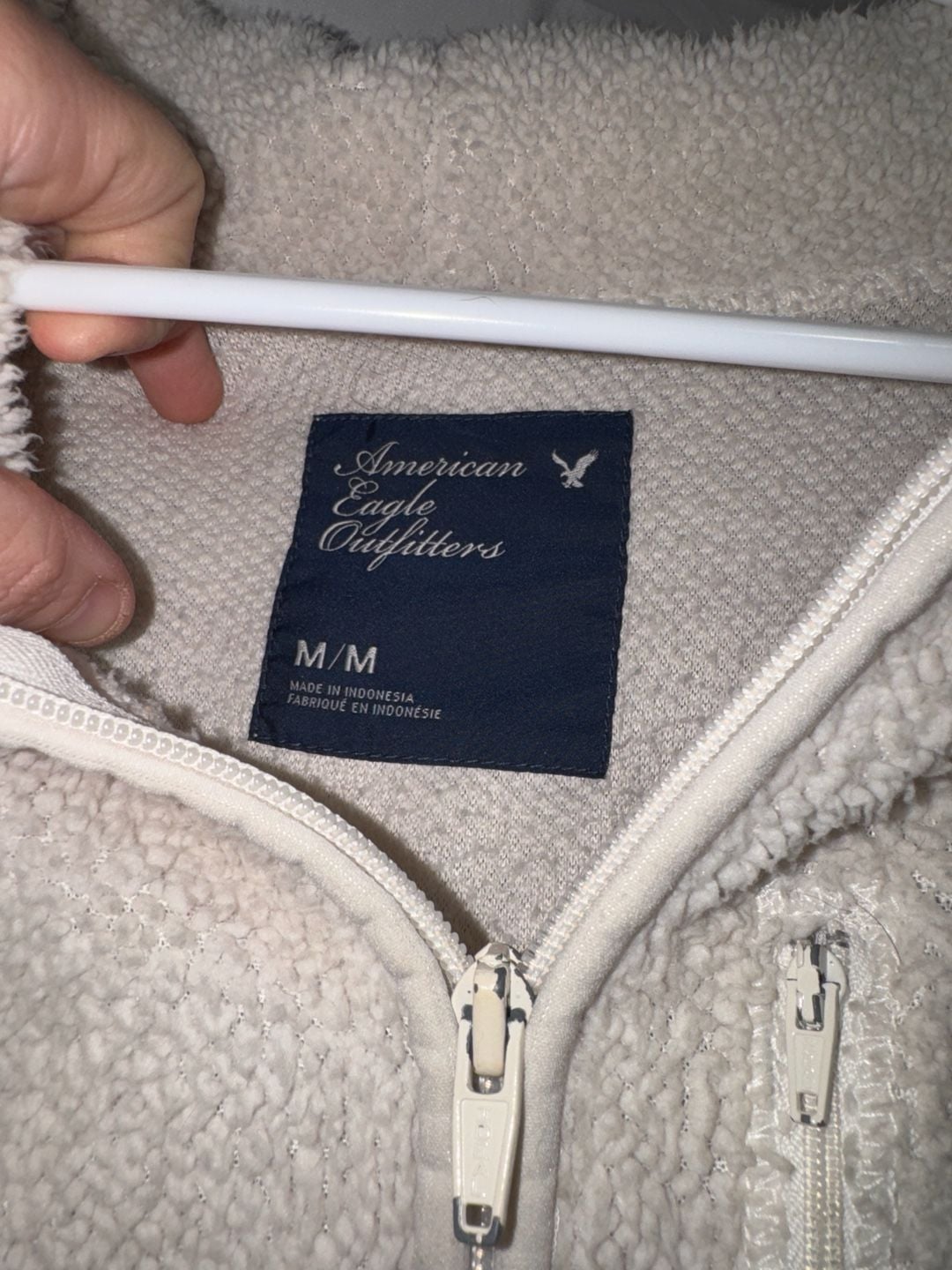 American Eagle Outfitters Sherpa Teddy Full-Zip Hoodie with Chest Pocket 3