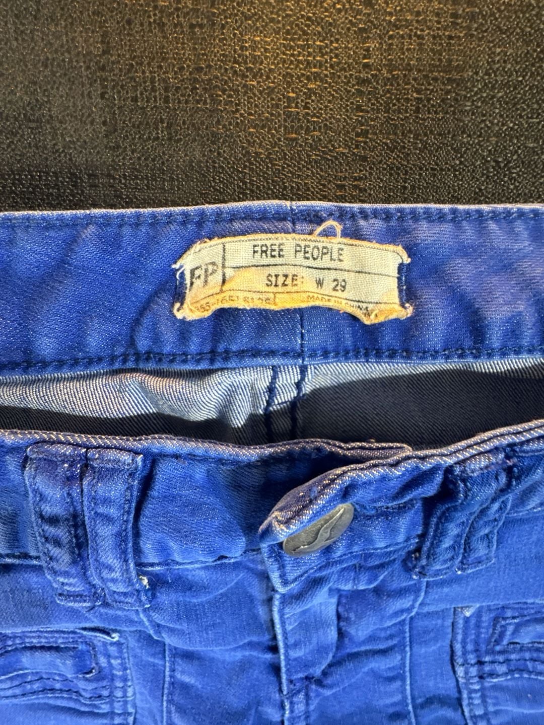 Free People Royal Blue Moto Seamed Cargo Skinny Jeans Size 29 4