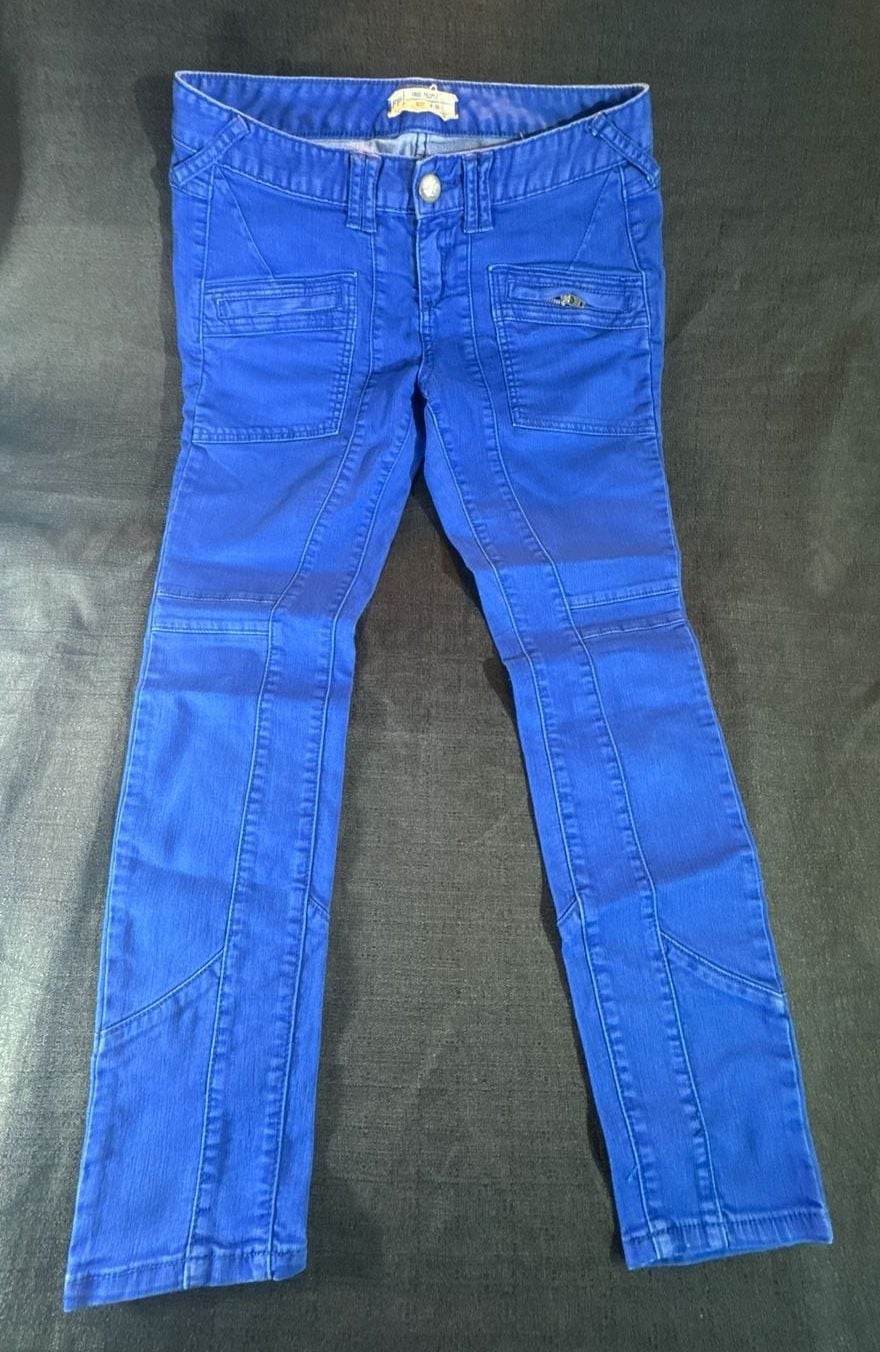 Free People Royal Blue Moto Seamed Cargo Skinny Jeans Size 29 2