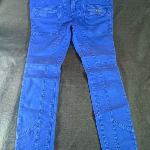 Free People Royal Blue Moto Seamed Cargo Skinny Jeans Size 29