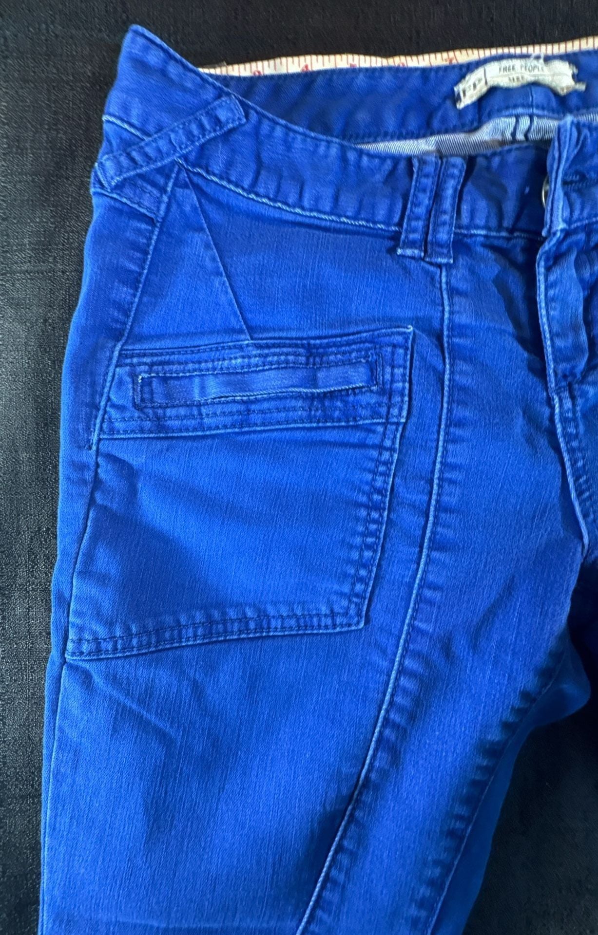 Free People Royal Blue Moto Seamed Cargo Skinny Jeans Size 29 8
