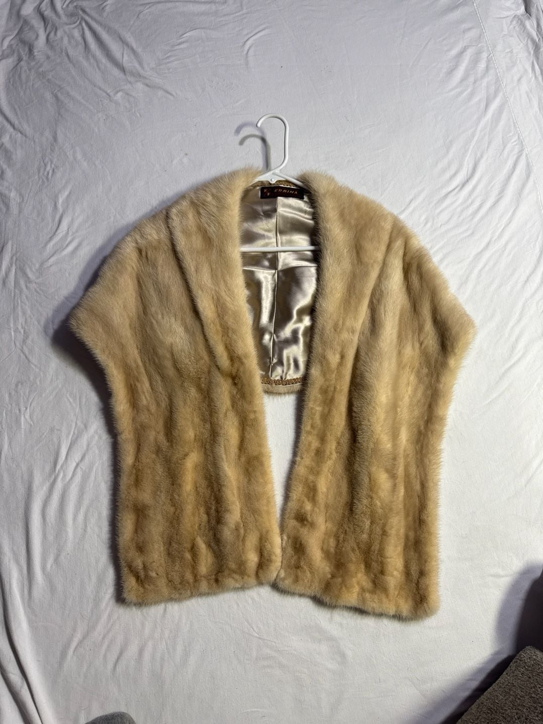Vintage Ermina Furs Champagne Blonde Mink Fur Stole Shawl wrap 2