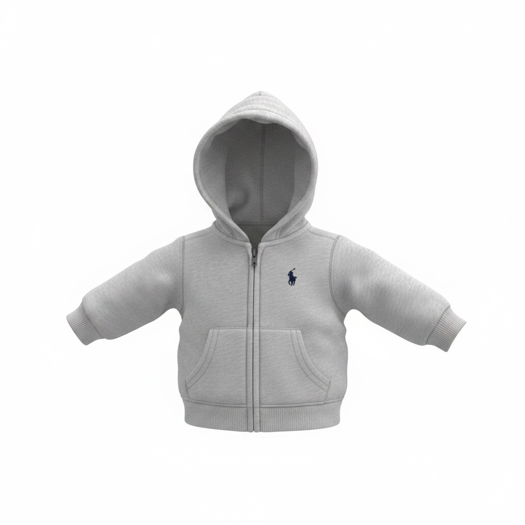 Ralph Lauren Baby Grey Cotton-Blend Fleece Zip-Up Hoodie, Size 3M 9