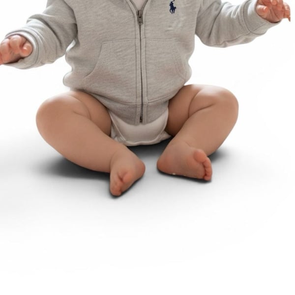 Ralph Lauren Baby Grey Cotton-Blend Fleece Zip-Up Hoodie, Size 3M