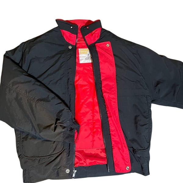 Vintage London Towne Black and Red Colorblock Windbreaker Jacket