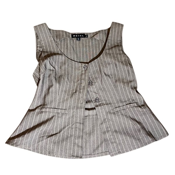 Motel Moris Pinstripe Waistcoat Vest Top Brown Size M