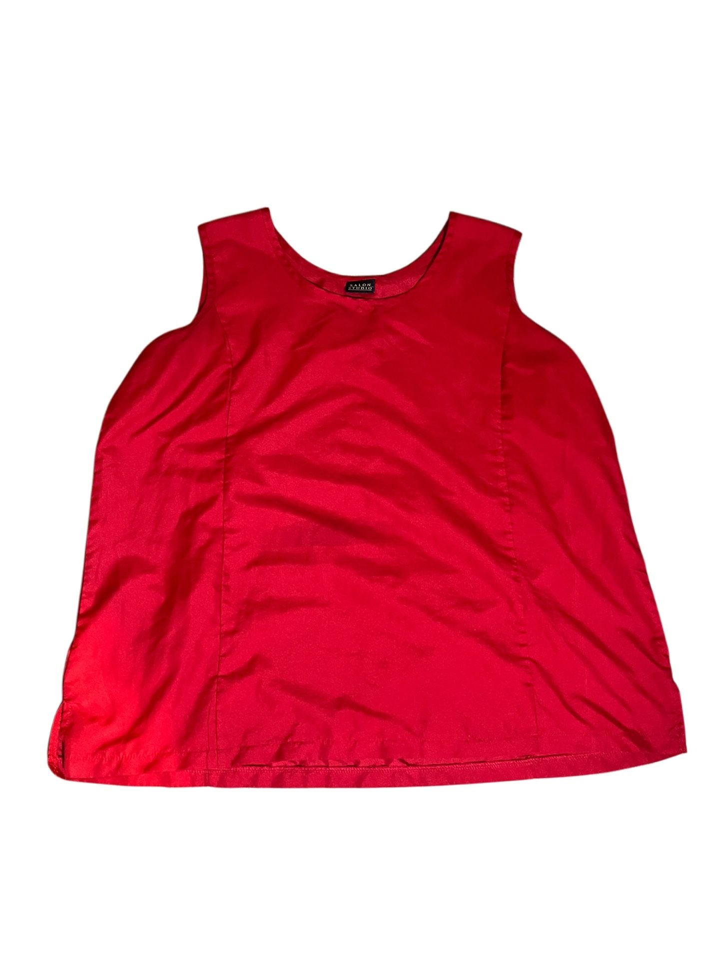 Salon Studio Red Satin Sleeveless Scoop Neck Tank Top Shell 2