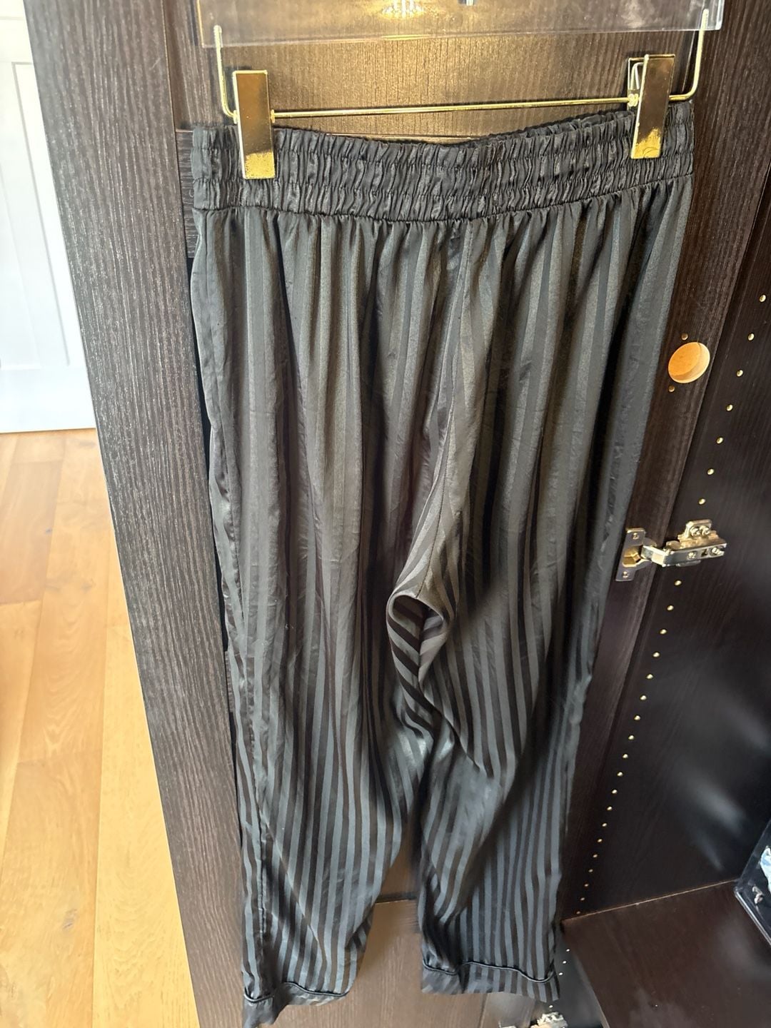 Tart Intimate Black Striped Satin Pajama Pants Size M 2