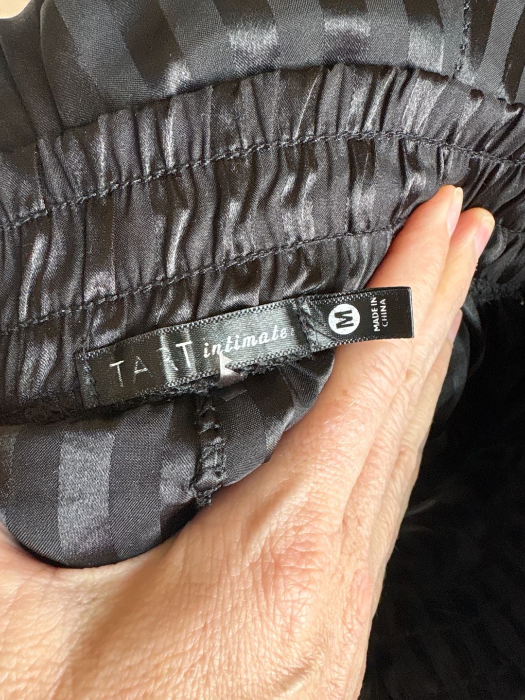 Tart Intimate Black Striped Satin Pajama Pants Size M 3