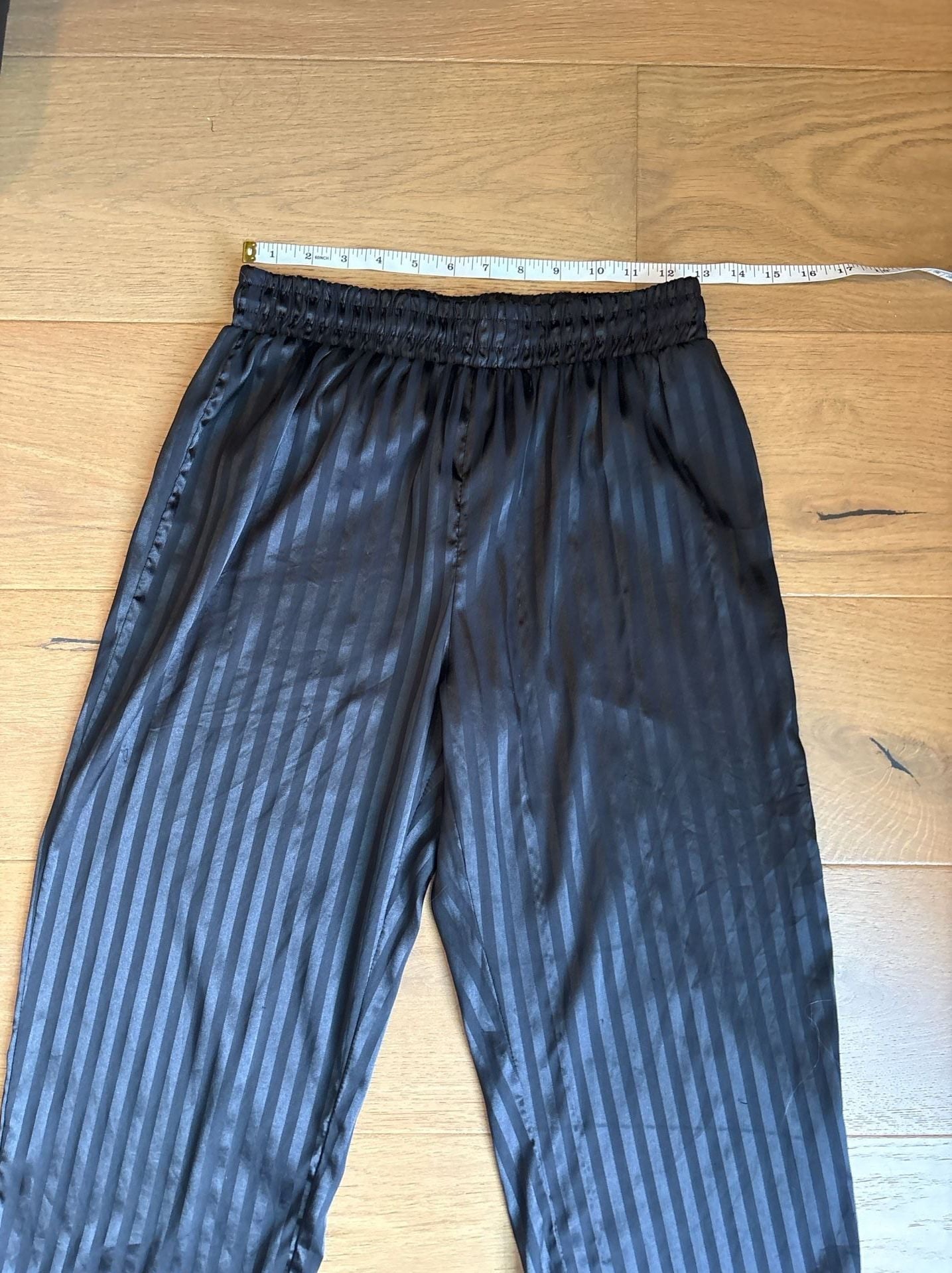 Tart Intimate Black Striped Satin Pajama Pants Size M 4