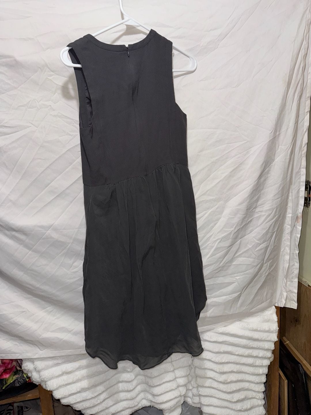 Madewell 1937 Charcoal Grey Sleeveless Silk Gathered Waist Dress Size 2 7