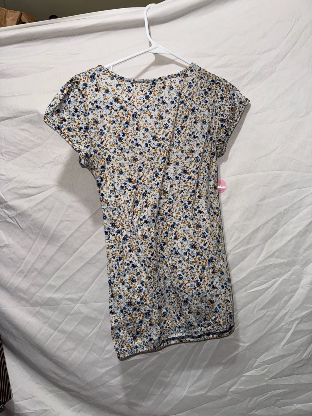 Belle du Jour Floral Cap Sleeve Lettuce Edge Bubble Hem Top Size Small 7