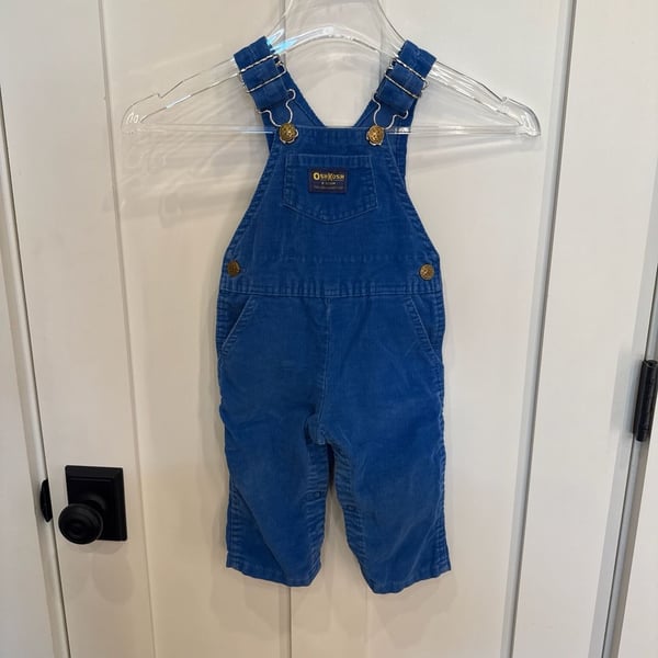 Vintage OshKosh B'gosh Blue Corduroy Vestbak Overalls Size 18 Months