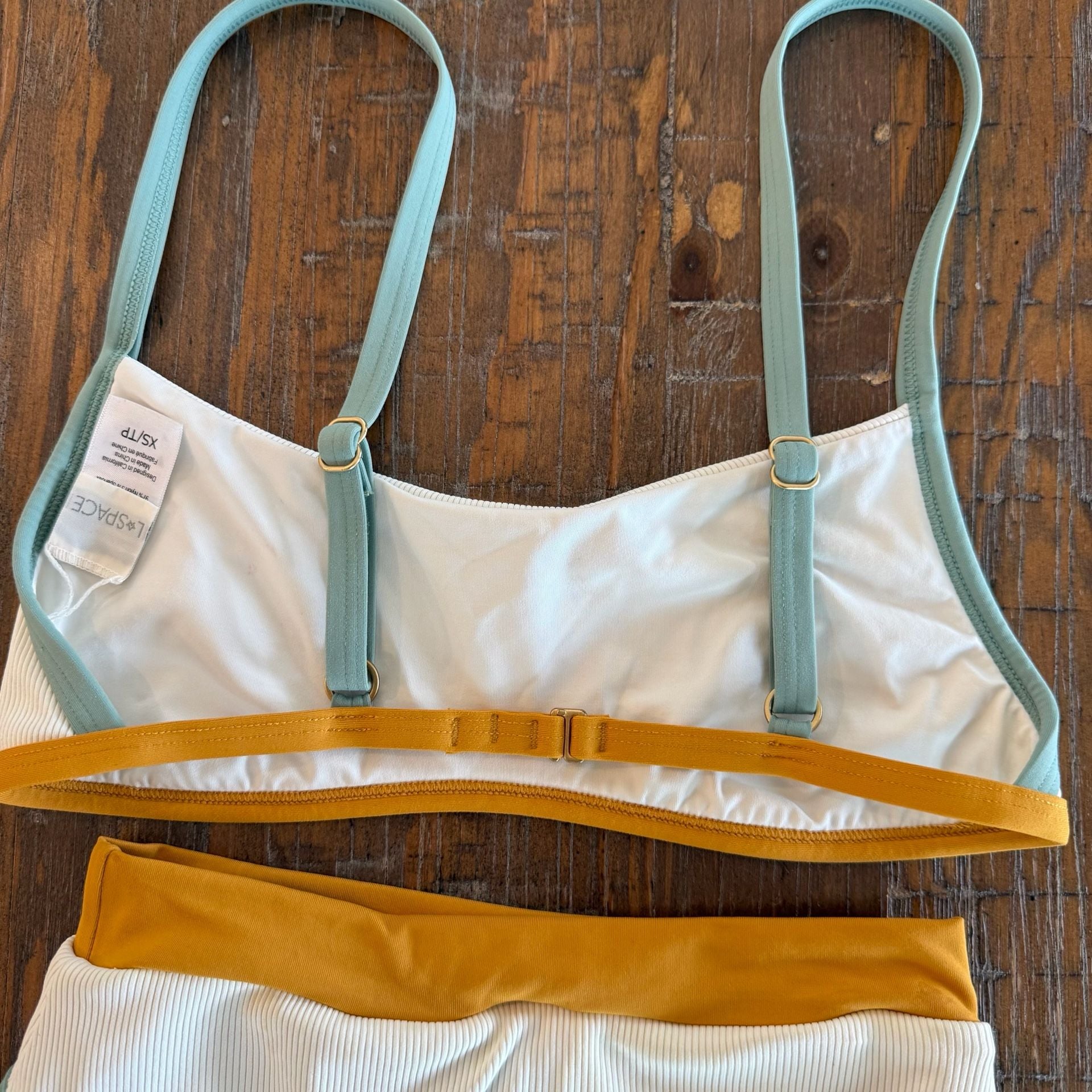 L*SPACE Ringo Top and High Waist Bottom Ribbed Colorblock Bikini Set, Size XS 5