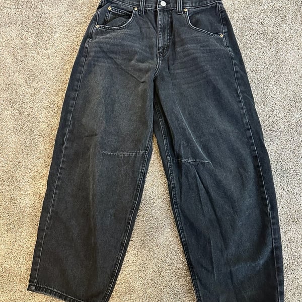 BDG Urban Outfitters Baggy Cinch-Back Wide Barrel Leg Jeans Black 31W 