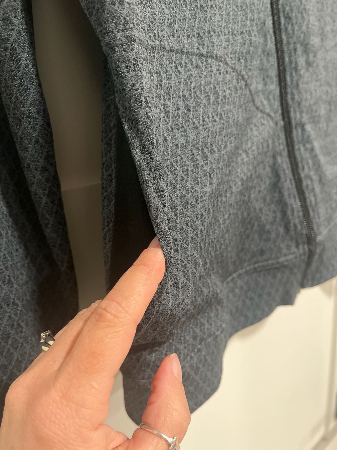 prAna Women's Grey Diamond Pattern Full Zip Mock Neck Jacket Size M 7