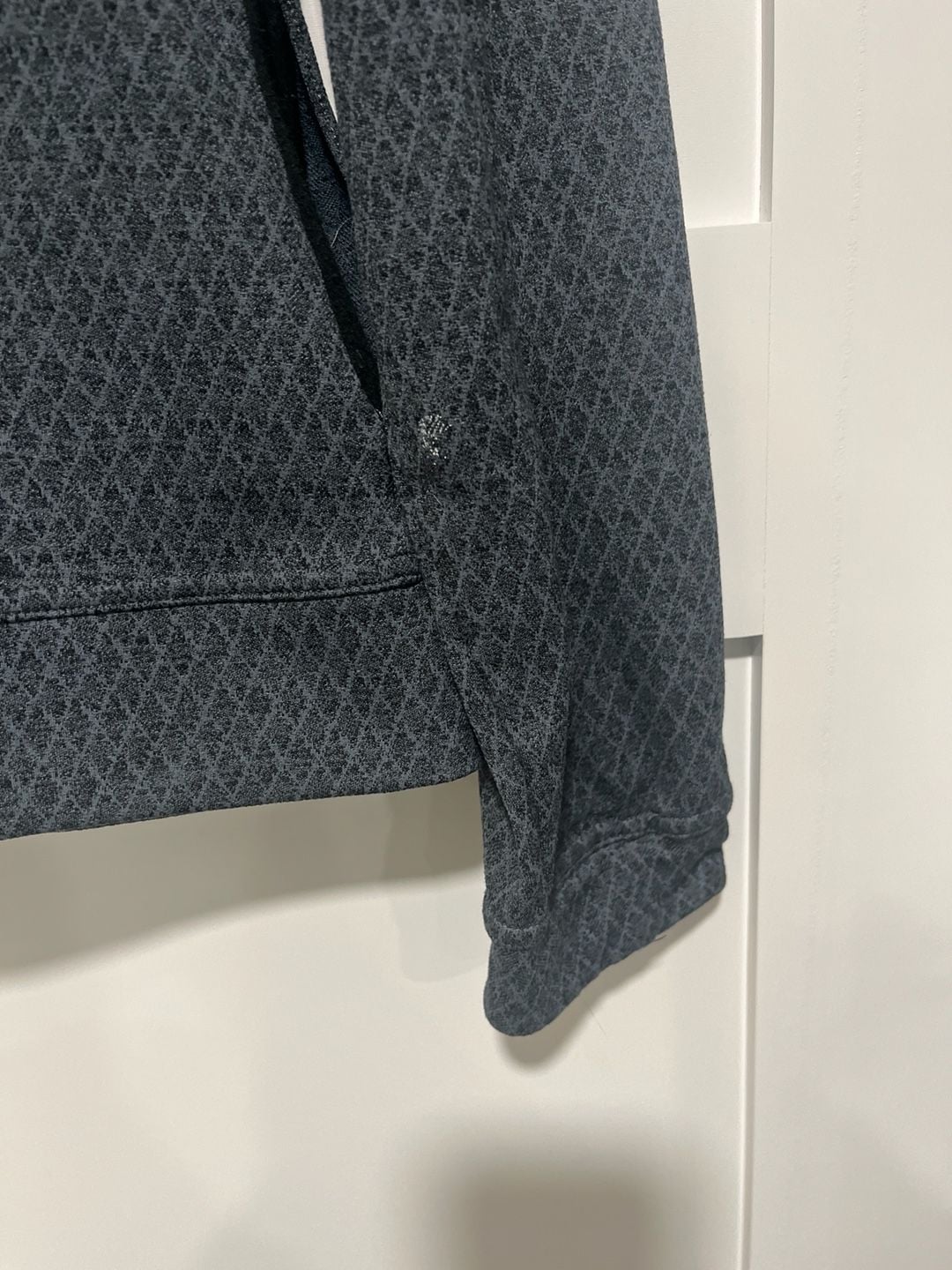 prAna Women's Grey Diamond Pattern Full Zip Mock Neck Jacket Size M 11