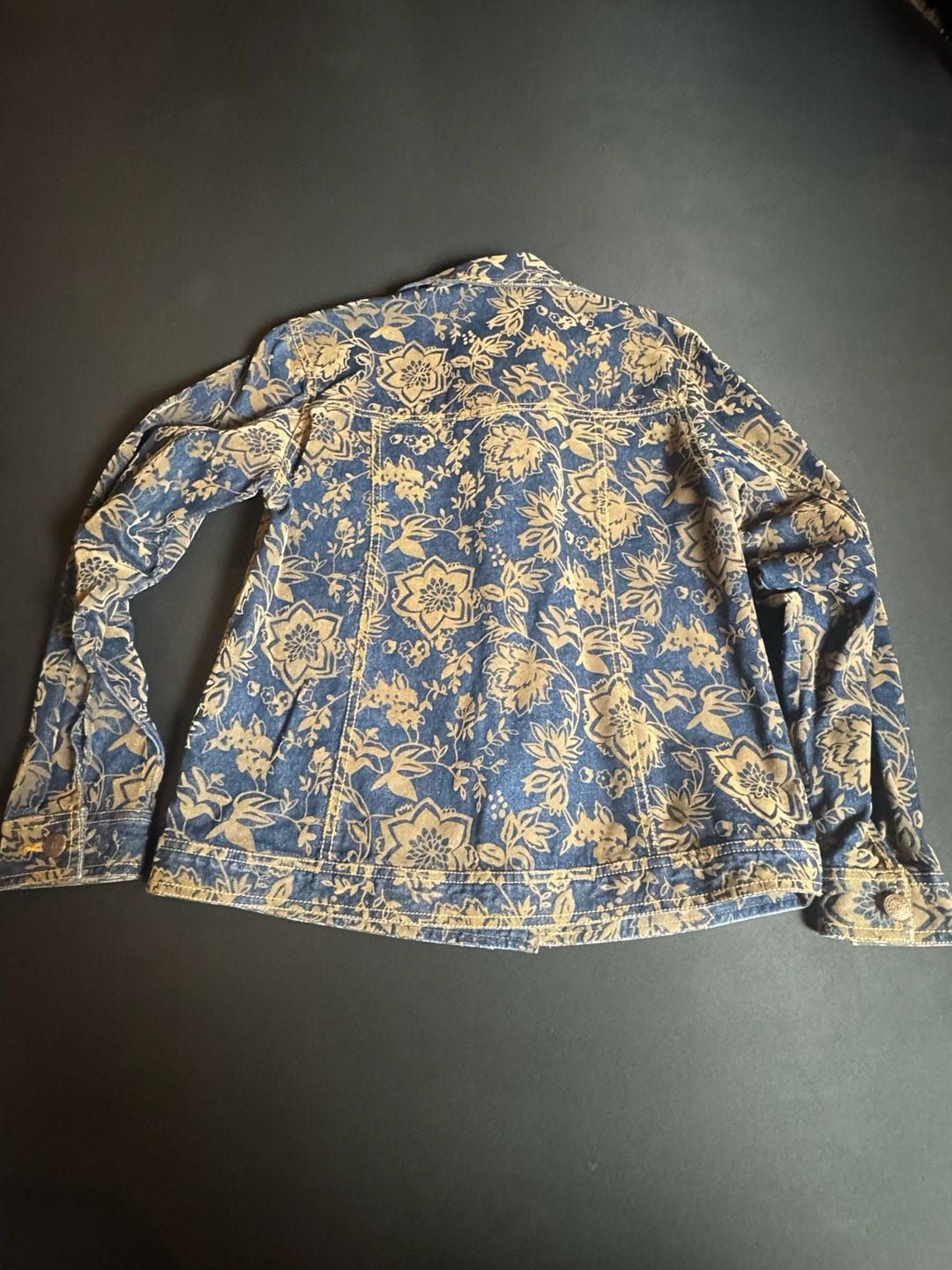Bill Blass Petite Floral Print Denim Jacket Size PM 3