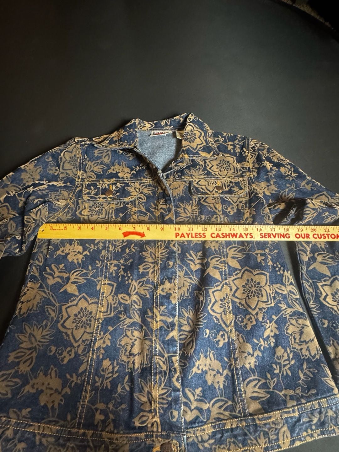 Bill Blass Petite Floral Print Denim Jacket Size PM 5