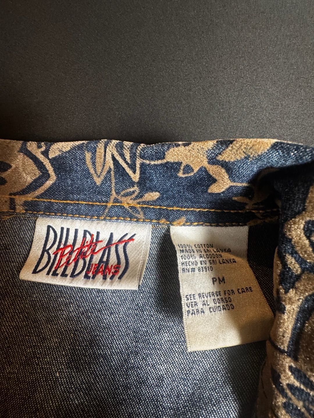 Bill Blass Petite Floral Print Denim Jacket Size PM 7