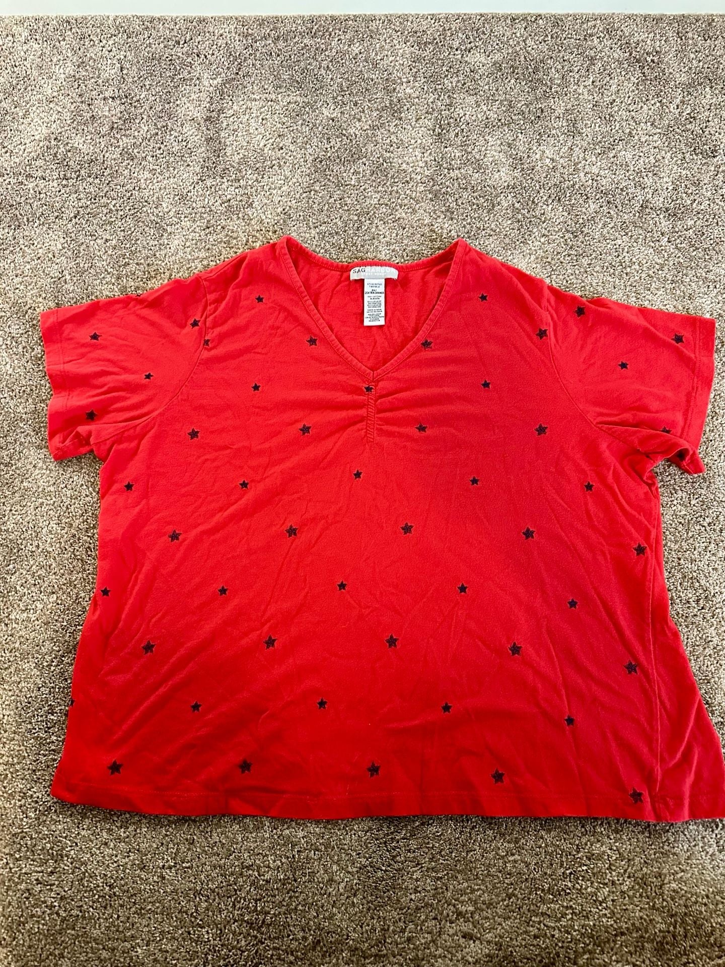 Women Short Sleeve Shirt Casual Chic Temperament Tops Embroidery Pullover Tee 2X 2