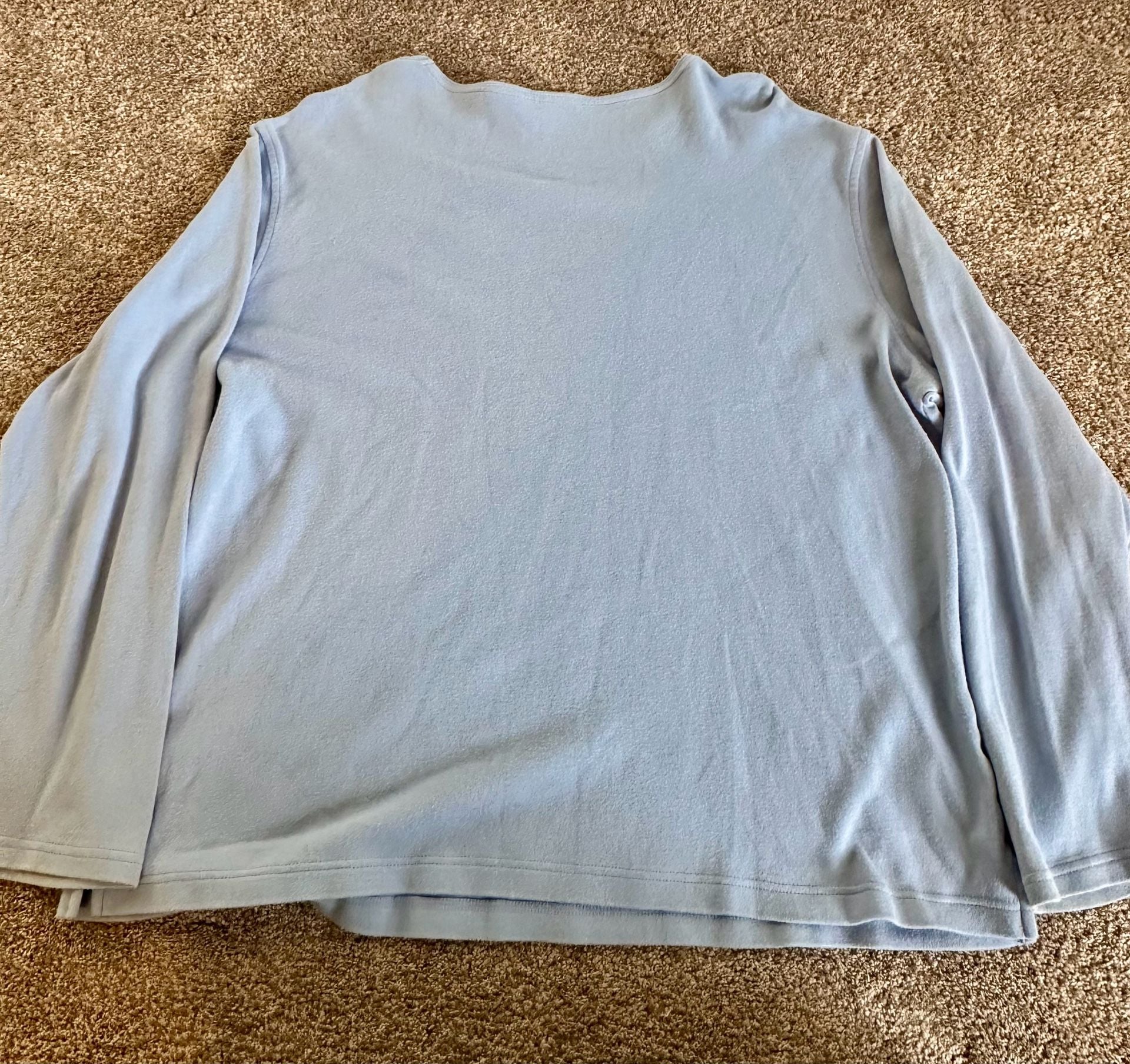 Classic Elements Woman Light Blue Embroidered Long Sleeve Top Size 16-18W 9