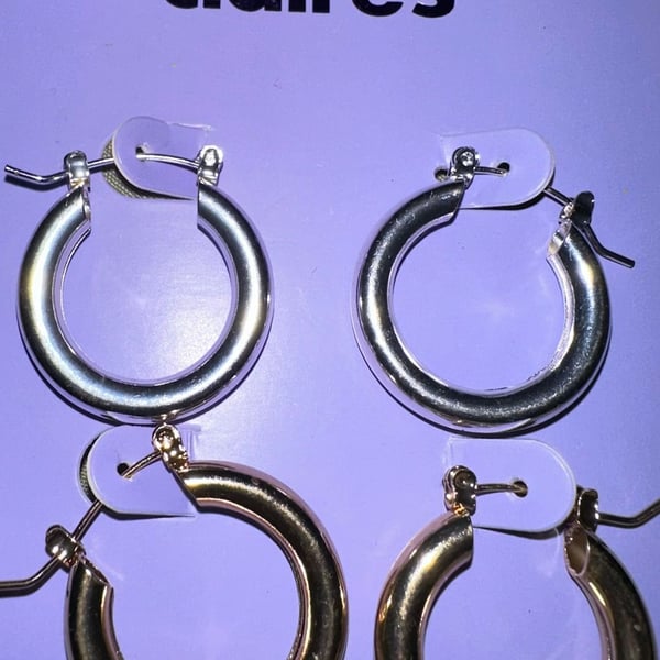 Claire's Silver and Gold Toned Chunky Hoop Earrings Set