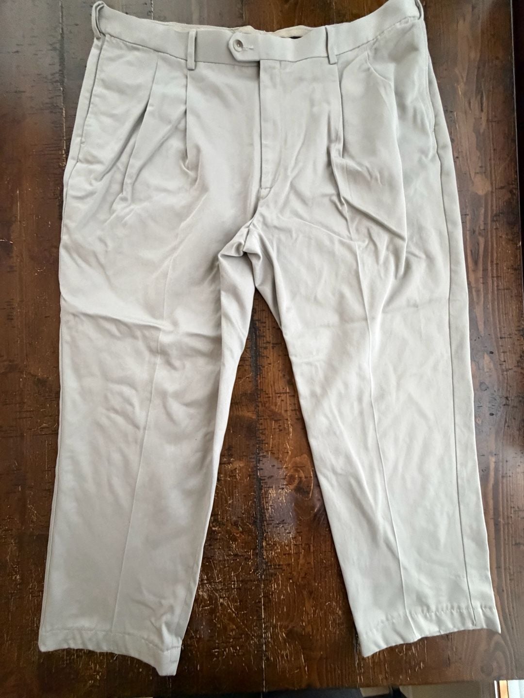 Savane Tailored 2u Comfort Waist Pleated Khaki Chino Pants 42x30 2