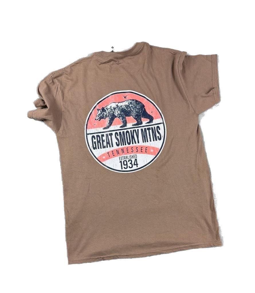 Gildan Brown Great Smoky Mountains Tennessee Black Bear Graphic T-Shirt 5